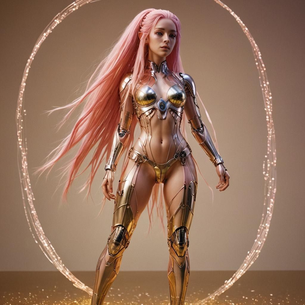 Cyber Girl with Optical Fiber Hair: Sci-Fi Digital Art