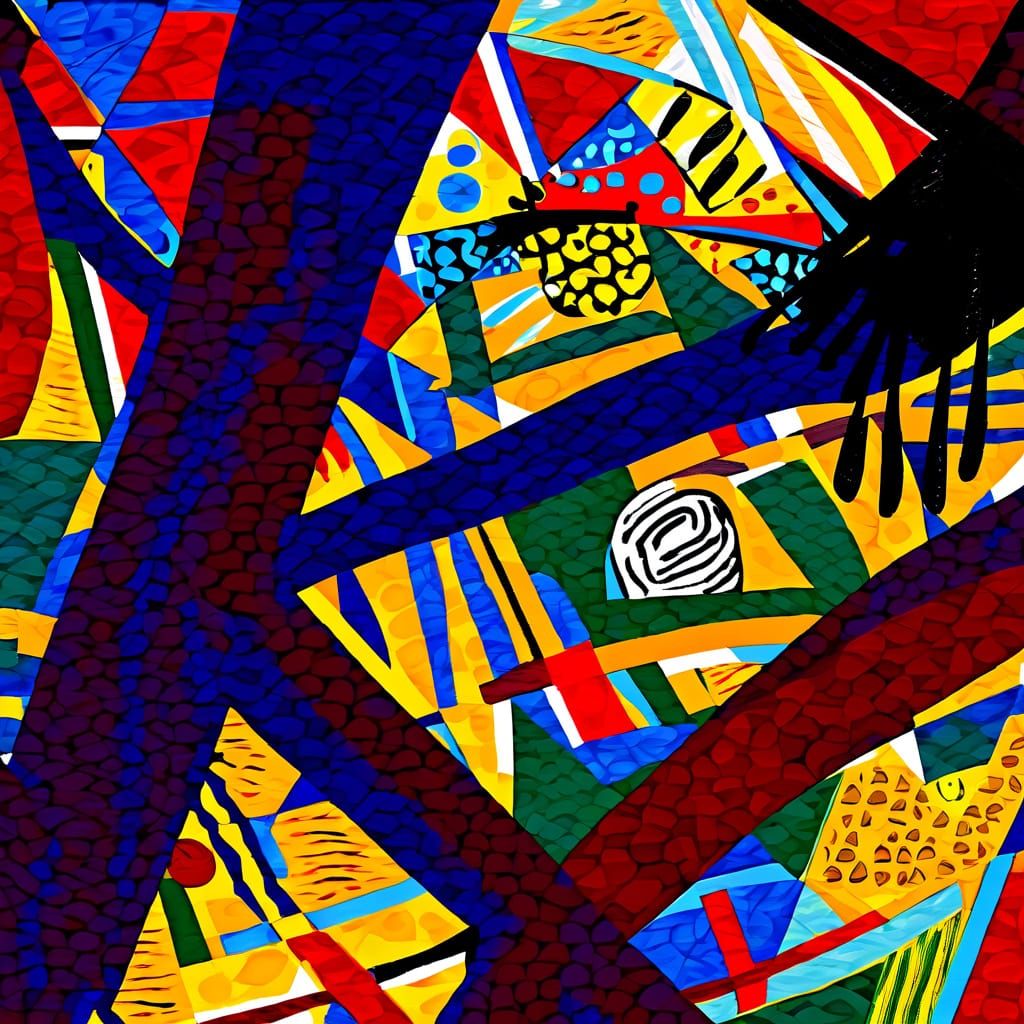 Cubist Girl in White Swimsuit with Polar Vortex Style