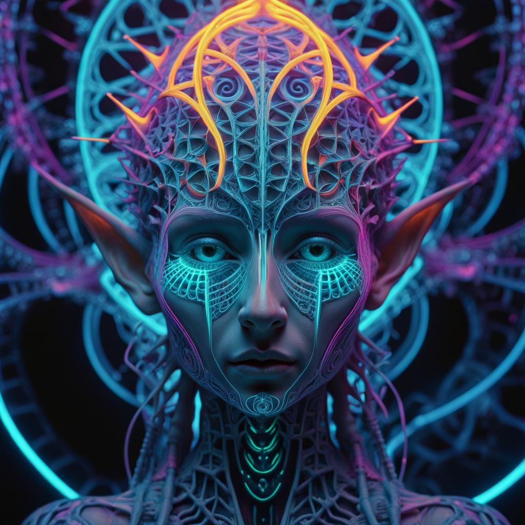 Bioluminescent Machine Elves in Hyperbolic Geometry