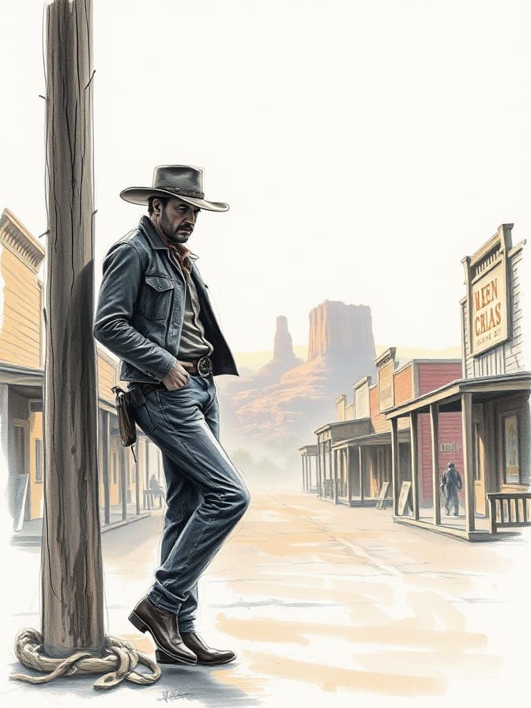 Cowboy in Dawn Light: Impressionistic Western Sketch