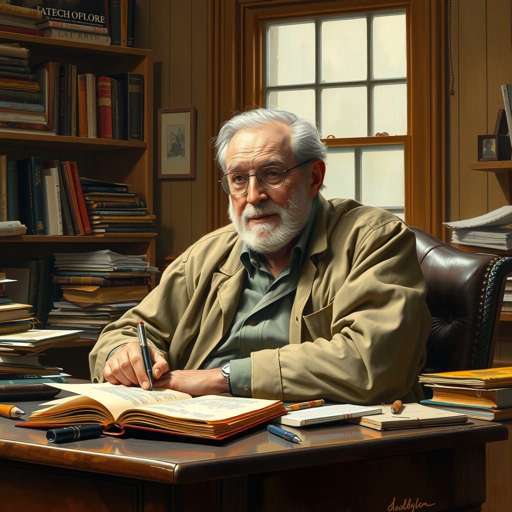 Classical Realism Portrait of Prolific Science Fiction Autho...