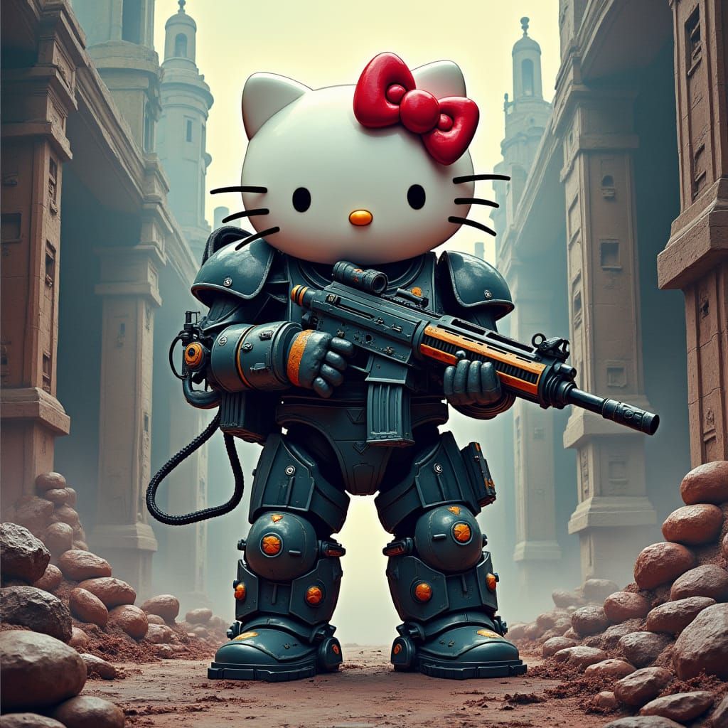Hello Kitty Space Marine in Grim Sci-Fi World