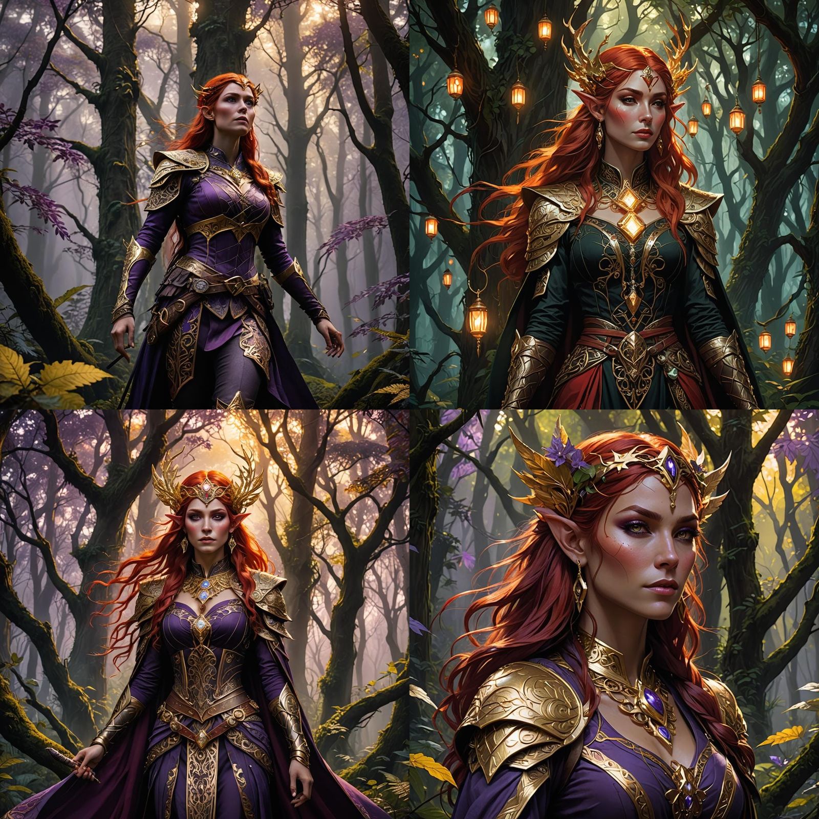 Eladrin Elf in Forest, Dark Fantasy Concept Art
