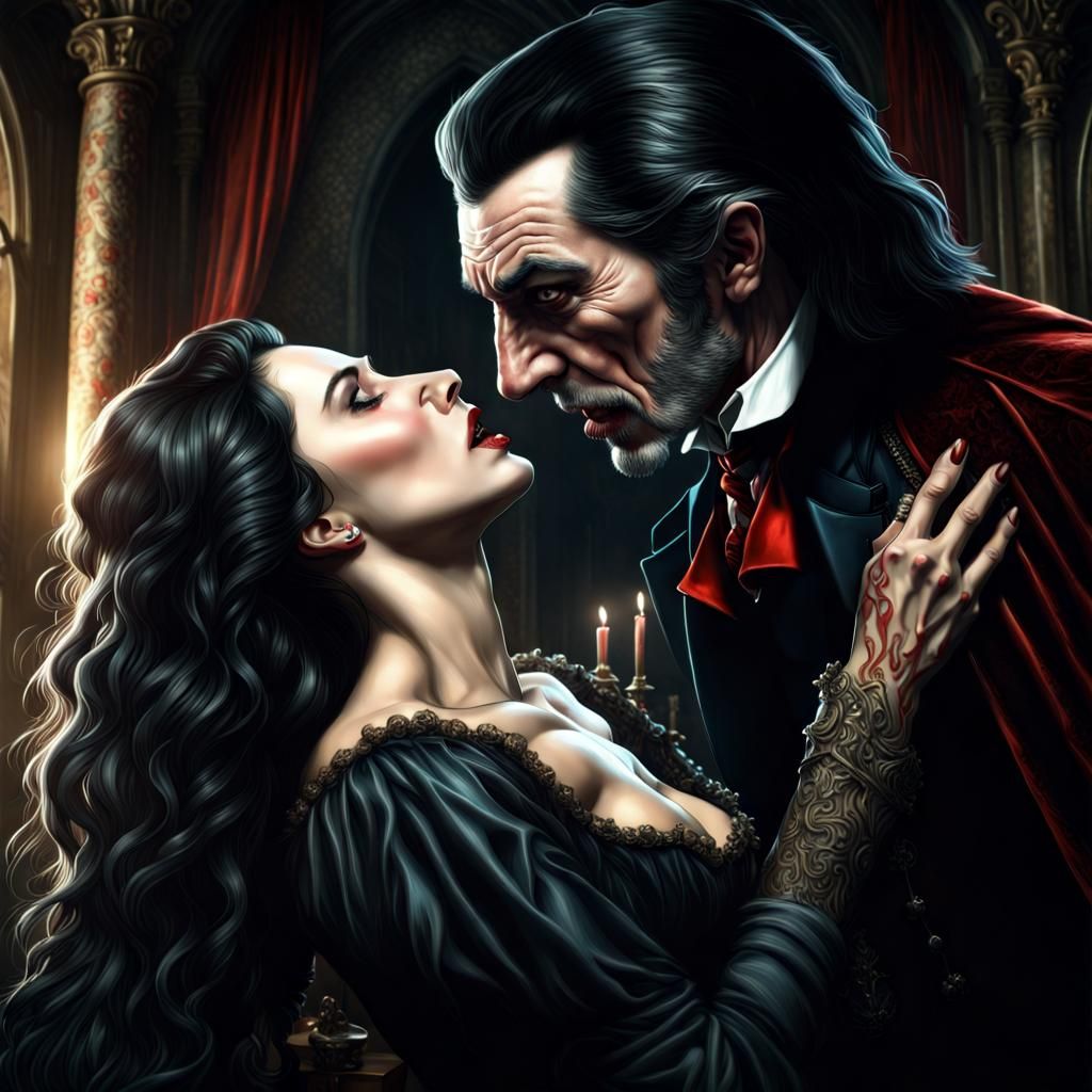 Hyperrealistic Dracula Scene in Digital Matte Painting Style