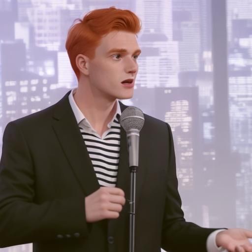 Ginger-Haired Man Dancing in Black Suit