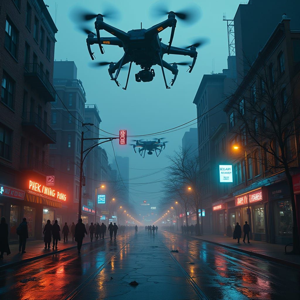 Dystopian New Jersey Cityscape at Dusk