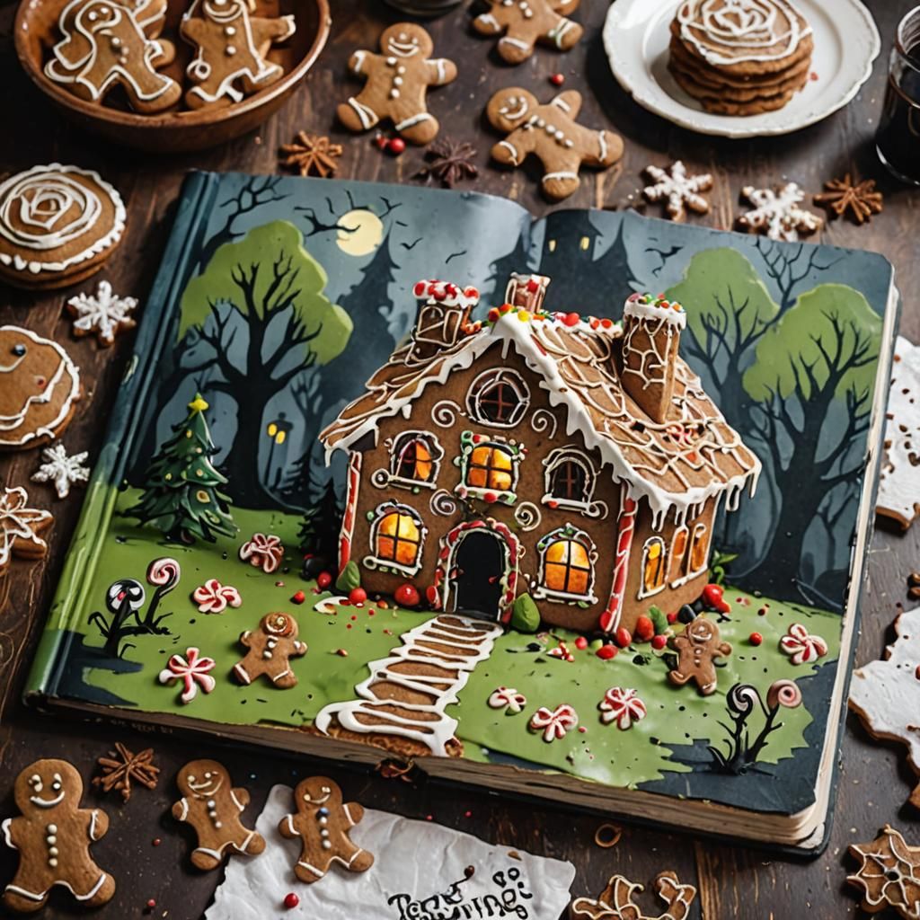 Decaying Zombie Gingerbread Cookbook in Darkness