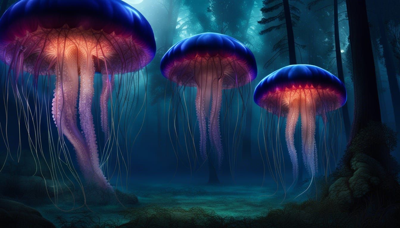 Mithril Jellyfish in Glowing Mushroom Forest