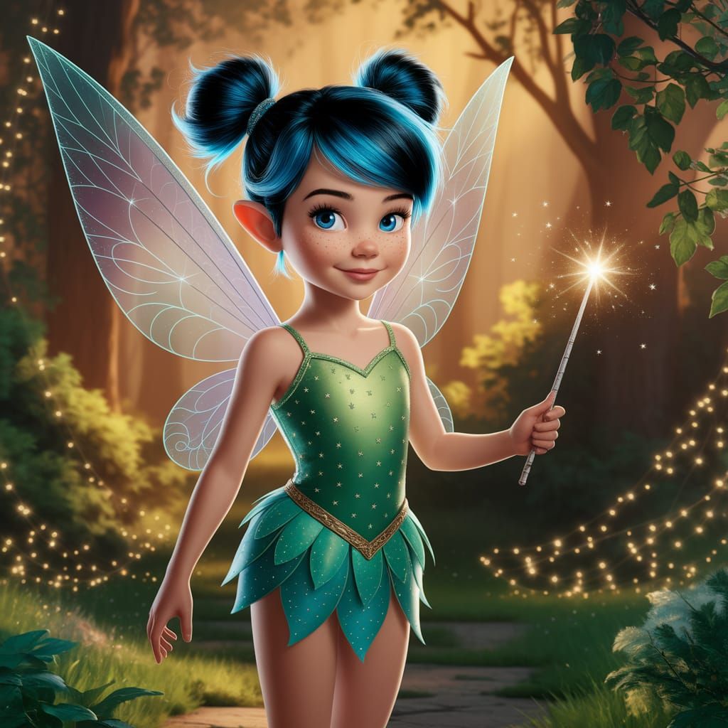 Enchanting Tinkerbell Figure in Magical Forest