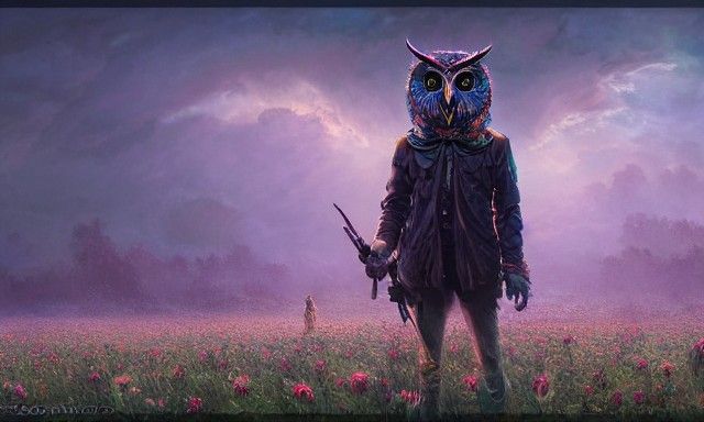 Owl Horse Hybrid in Post-Apocalyptic Field