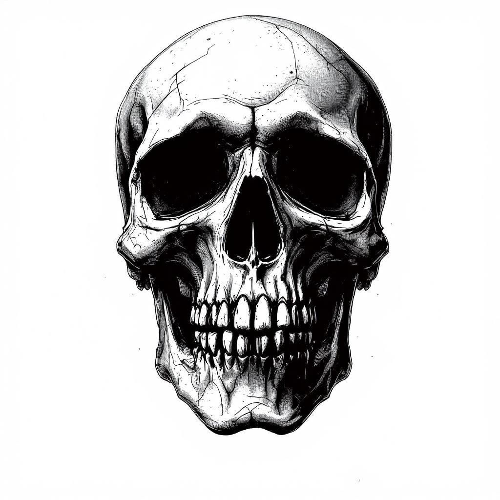 Grim Reaper Skull in Black and Grey Realism