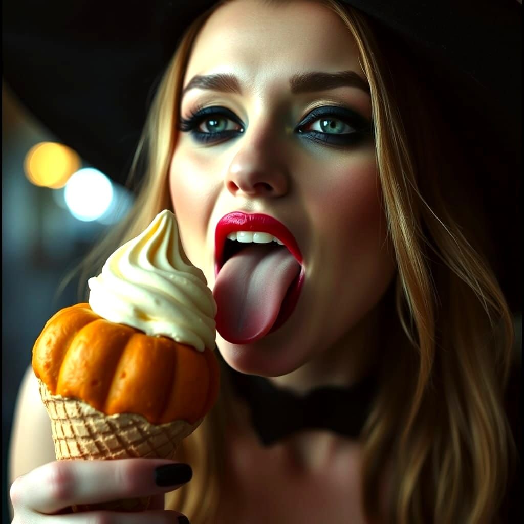 Fotoreale Hexe #09 💛 Vanilla Pumpkin Ice Cream On A Happy Halloween 🎃