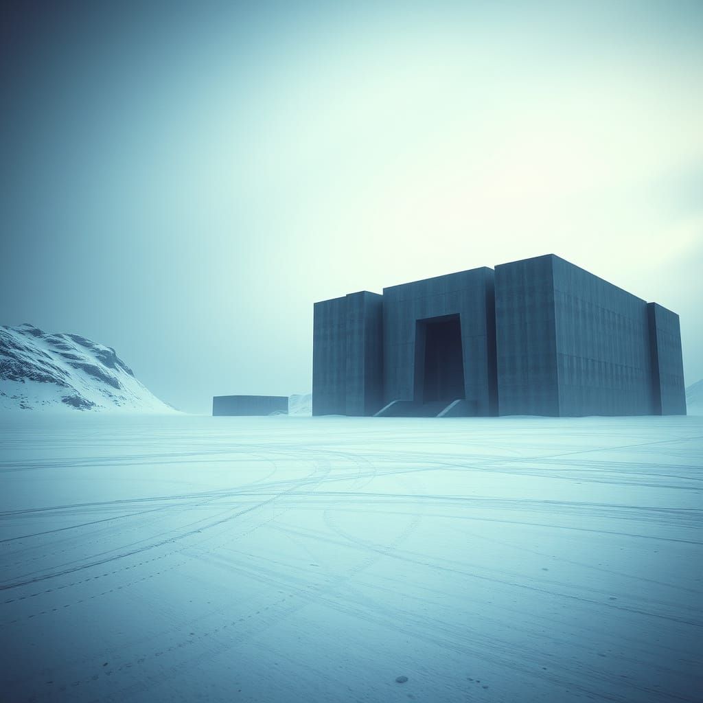 Futuristic Arctic Prison in Brutalist Style
