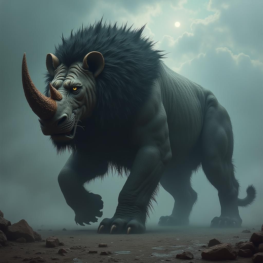 Gargantuan Hellspawn Creature Fusion in Dark Fantasy Style