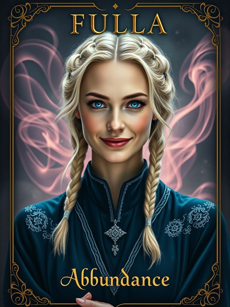Norse Goddess Abundance in Mystical Tarot Card Art