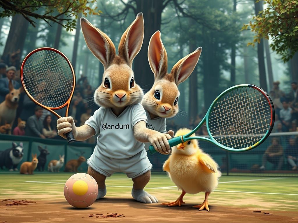 Animals Play Tennis in Magical Forest Arena