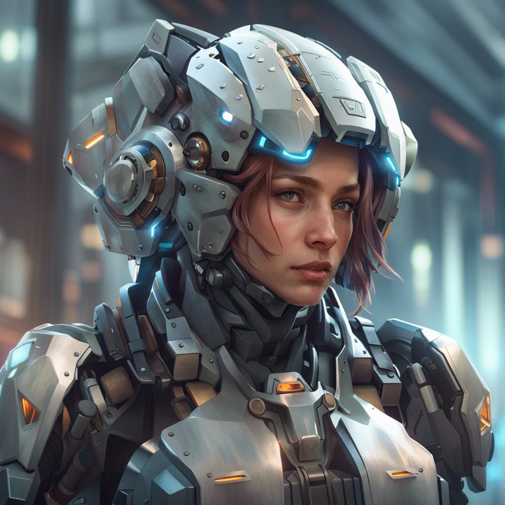 Mech Cadet Portrait: Detailed 8K Concept Art