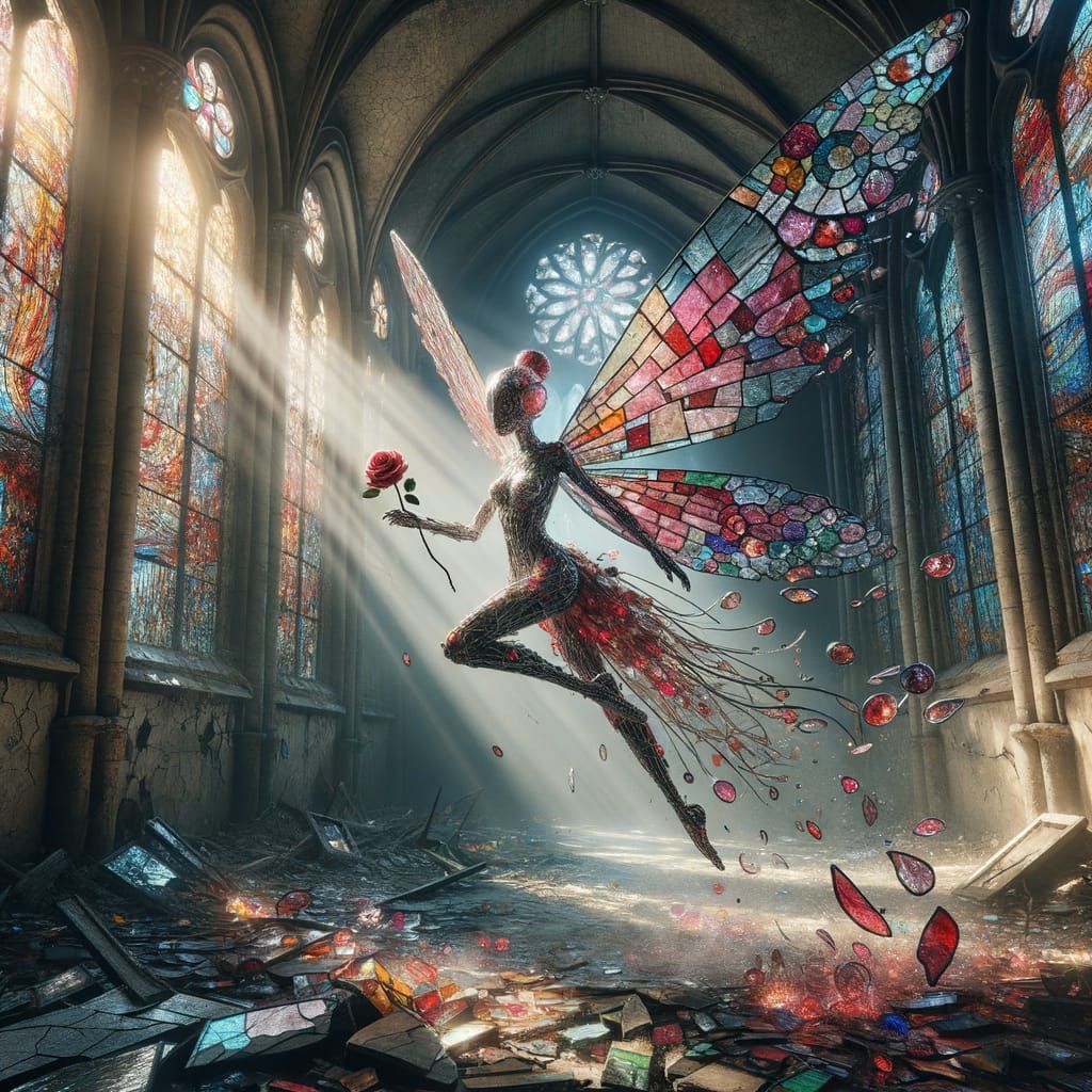 Glass Fairy in Abandoned Cathedral