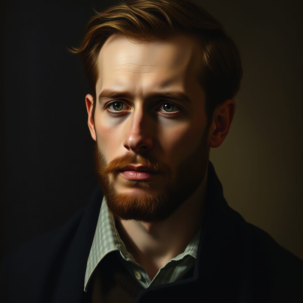 Classical Oil Portrait of Kristofer Neeps in Dutch Golden Ag...