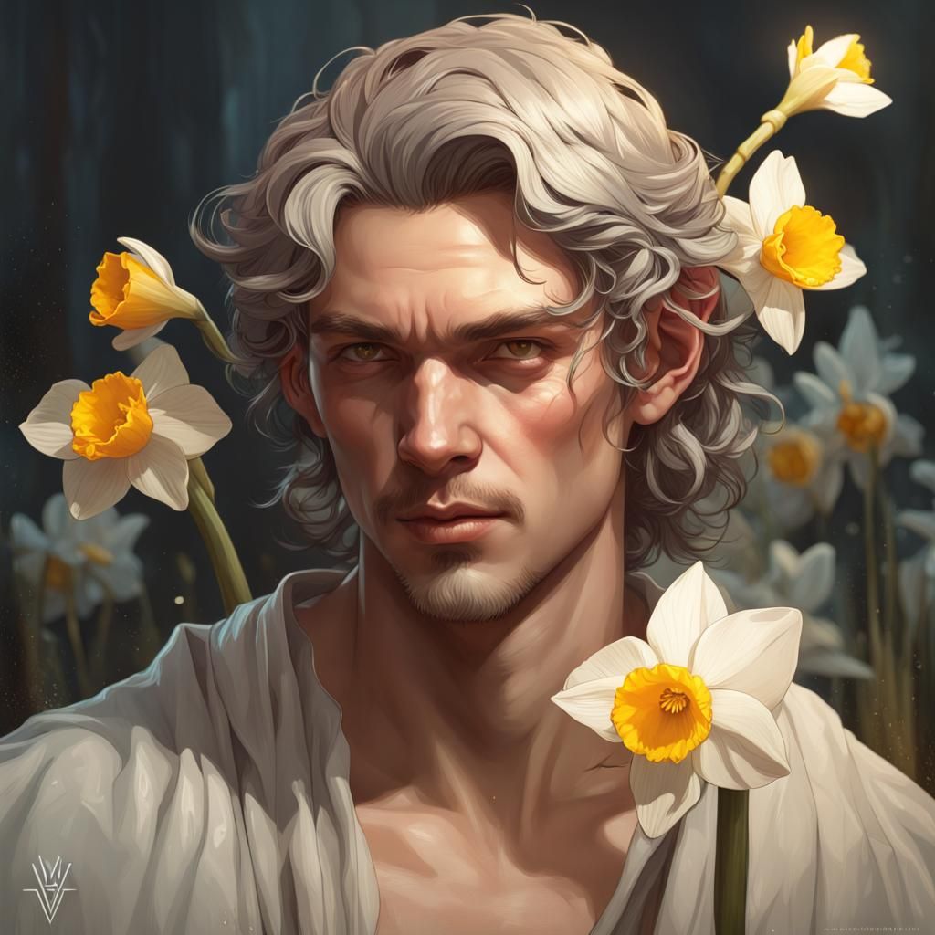 Narcissus Portrait in Art Nouveau Style