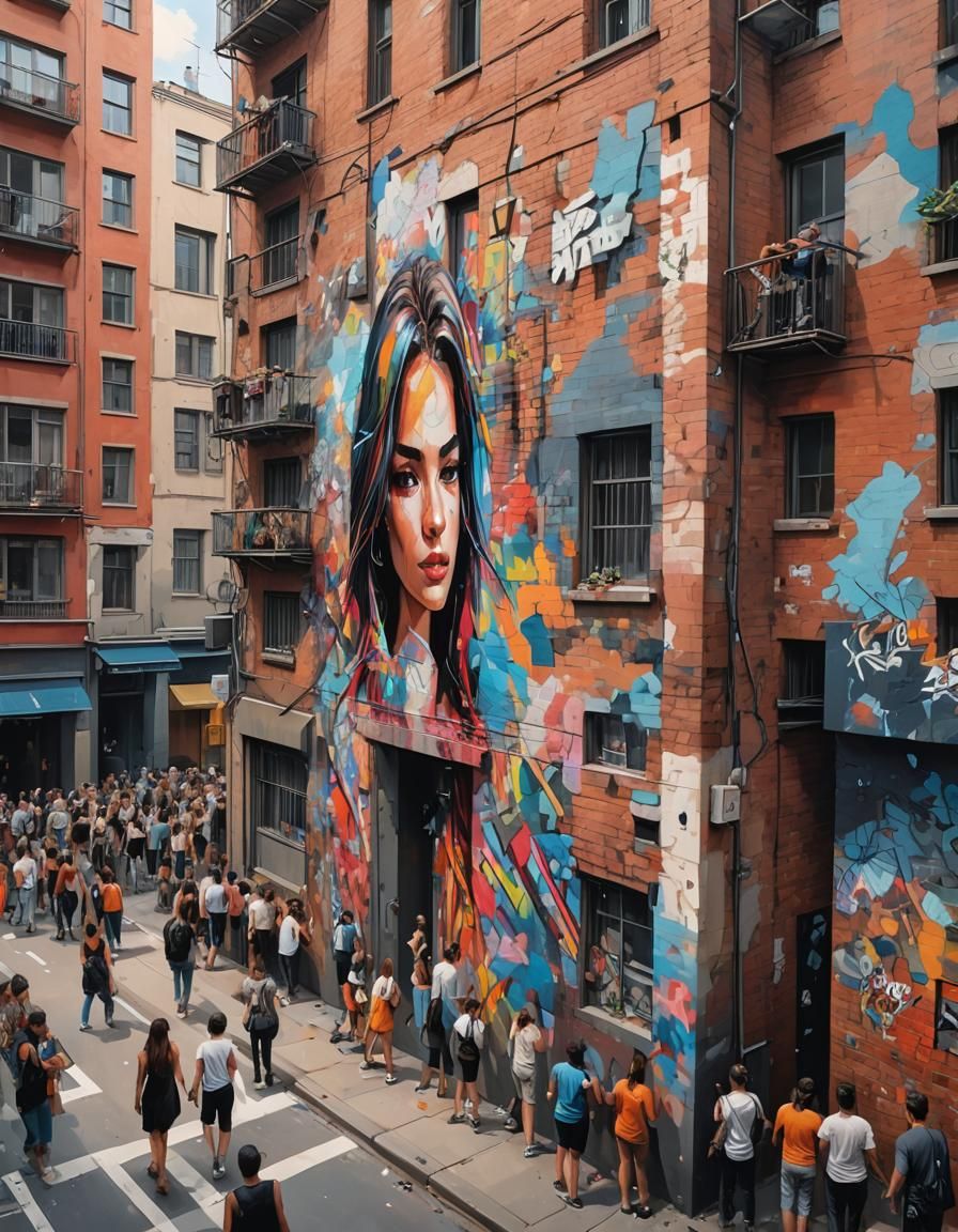 Street Art Masterpiece: Beautiful Girl Mural