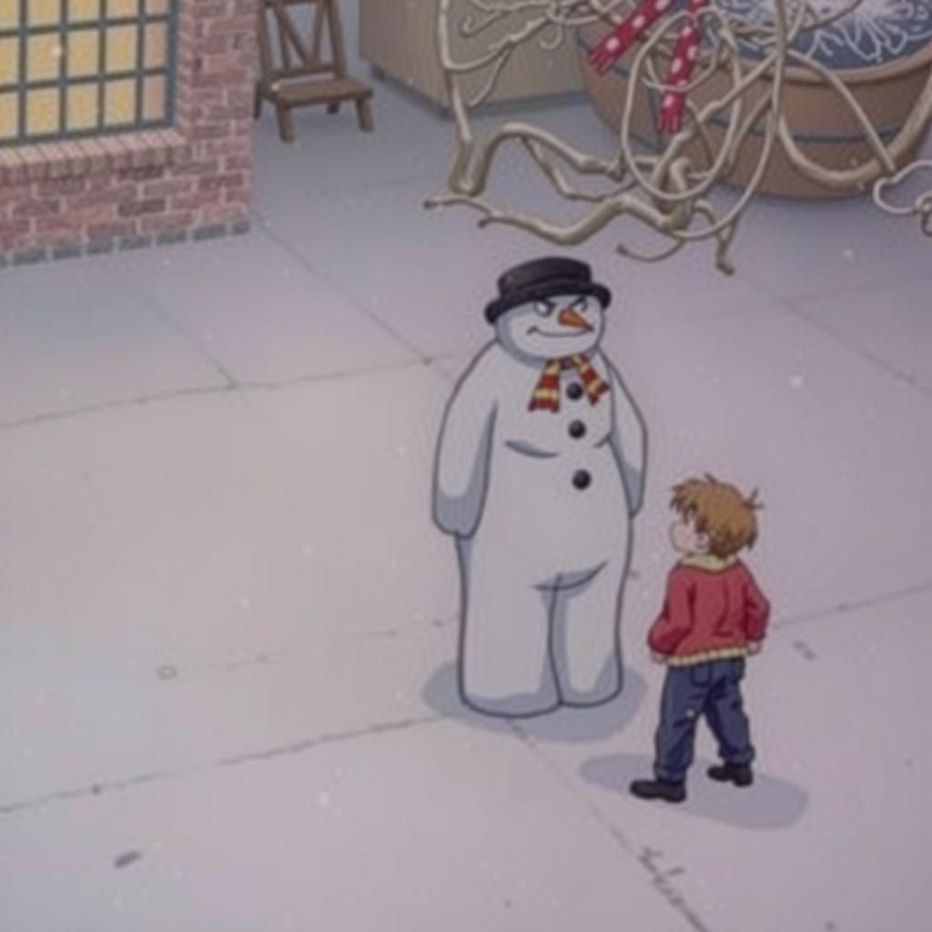 Vibrant Anime Snowman in Cinematic Lighting