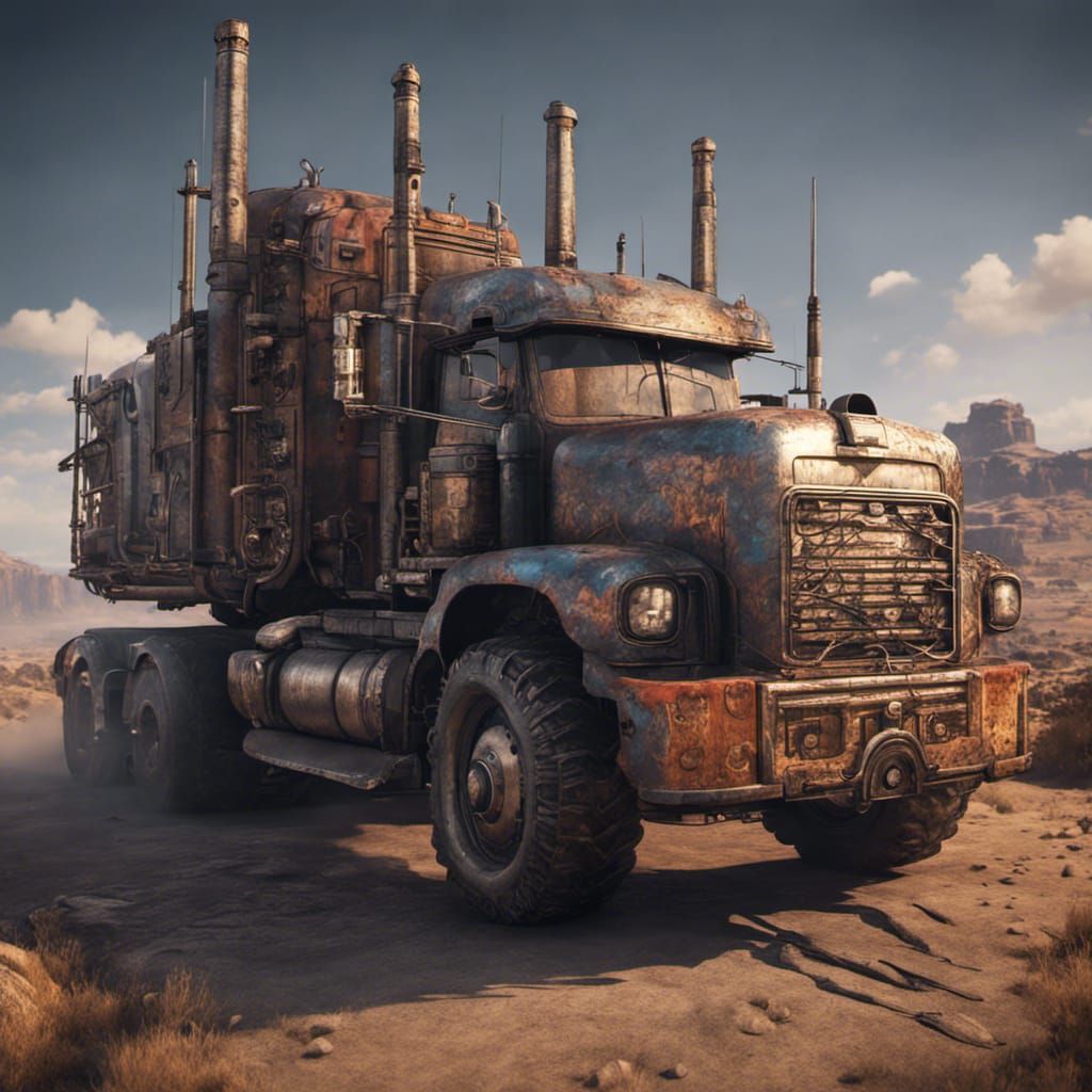 Detailed Matte Painting of a Crossout Semi Truck