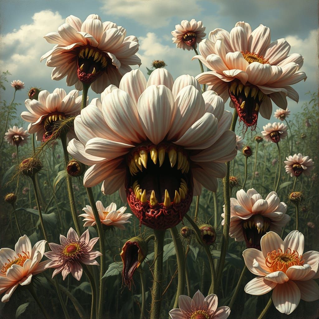 Venomous Flowers in a Surreal Horror Garden