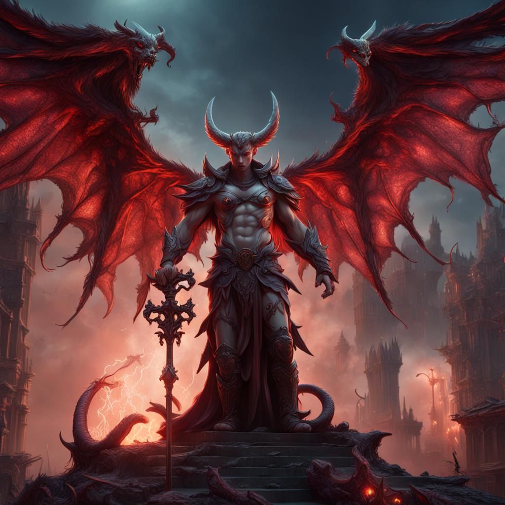 Detailed Matte Painting of a Devil Angel