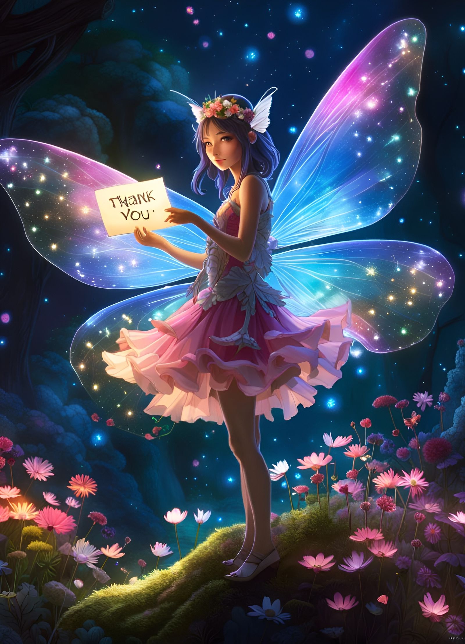 Fairy in Bioluminescent Forest Thanks 5000 Followers