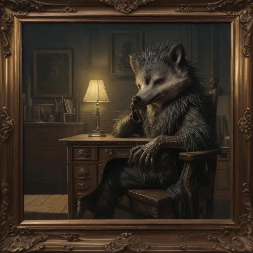 Hedgefund: Surreal Hedgehog Office in Expressive Oil Paintin...