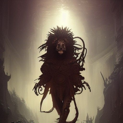 Skeleton Lion in Dark Fantasy Style