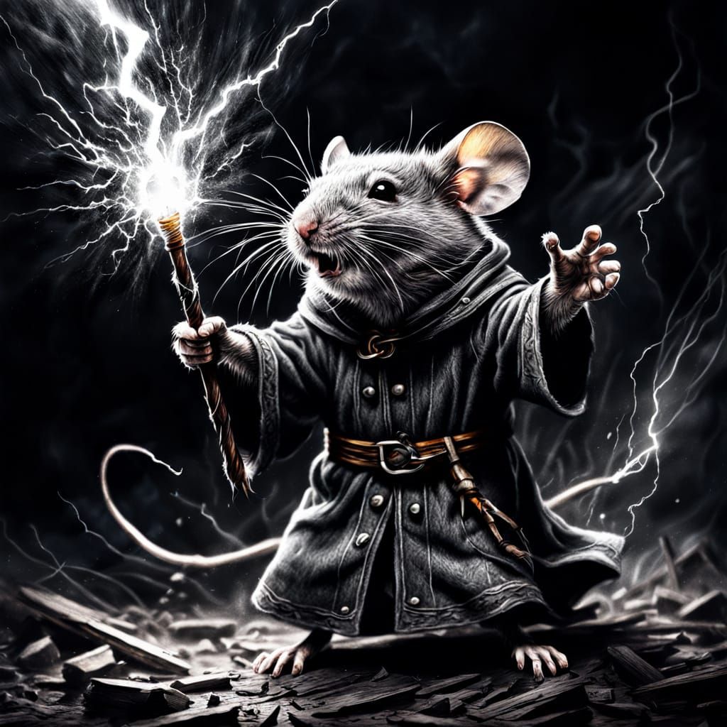 Mouse Wizard's Spell: A Charcoal Fantasy