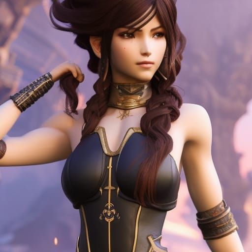 Tifa Lockhart Fantasy Portrait with Dynamic Lighting