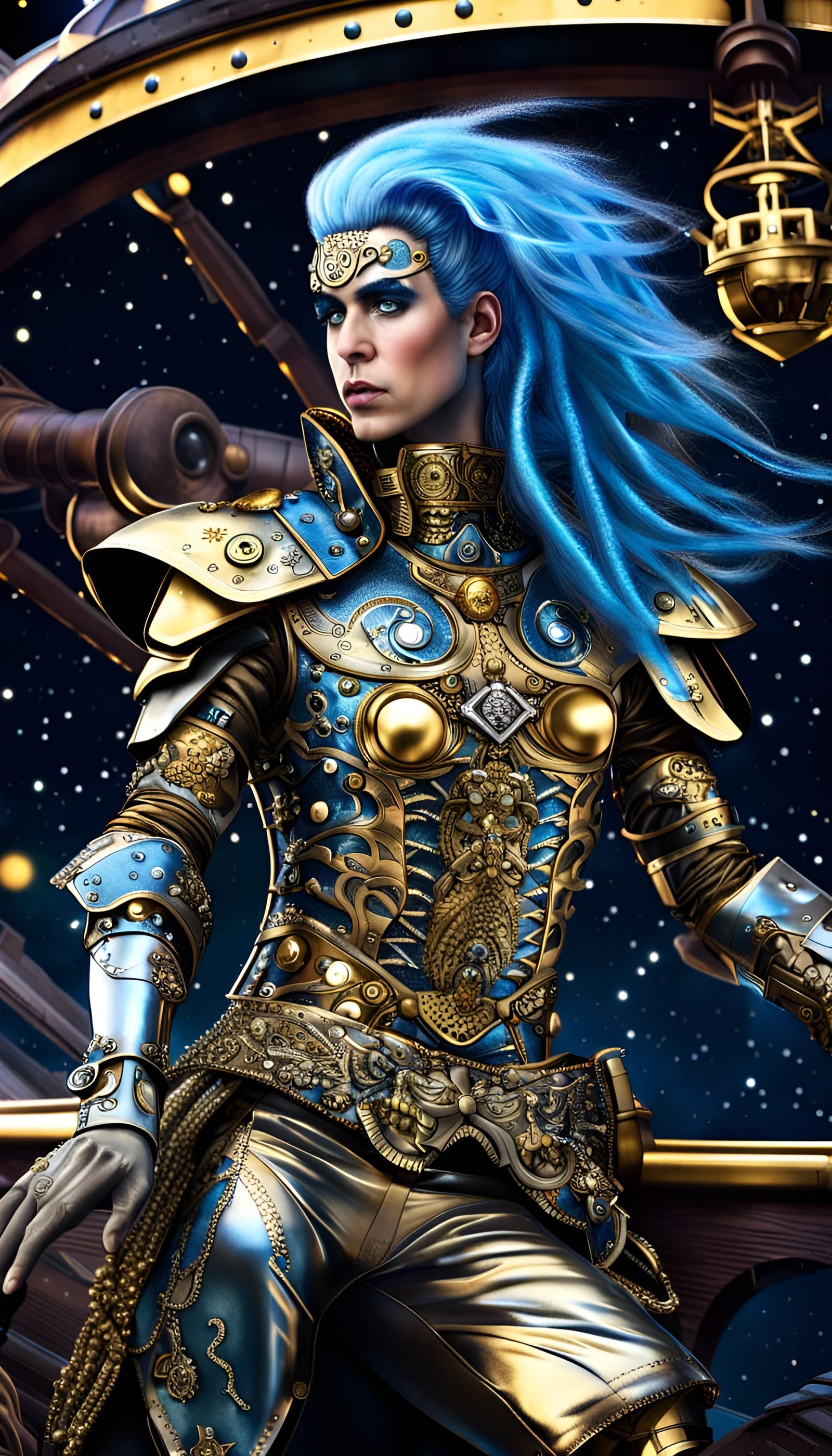 Cyborg Pirate Captain in Victorian Armor