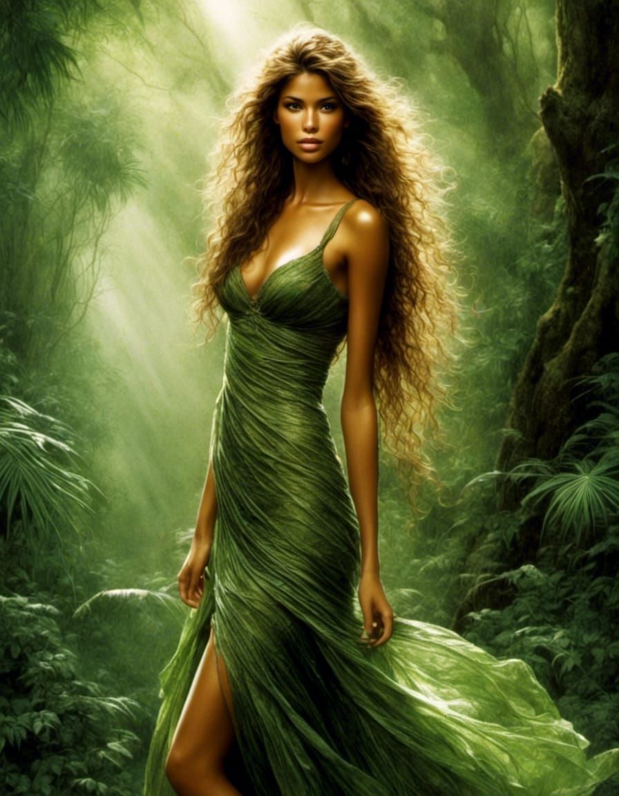 Woman in Green Dress, Luis Royo Illustration