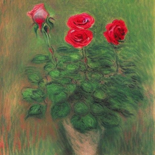 Single Rose in Impressionist Style