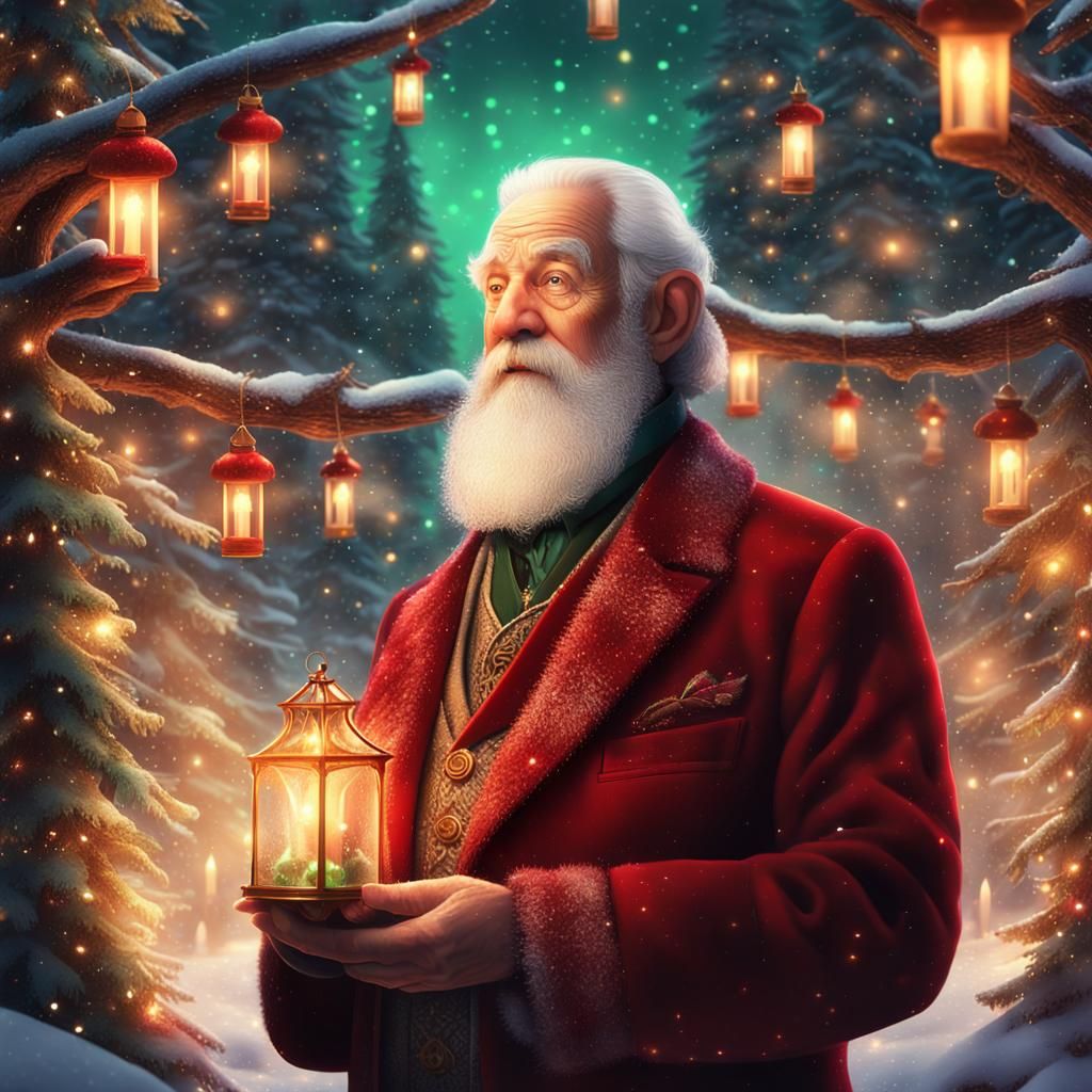 Magical Christmas Scene in Snowy Forest