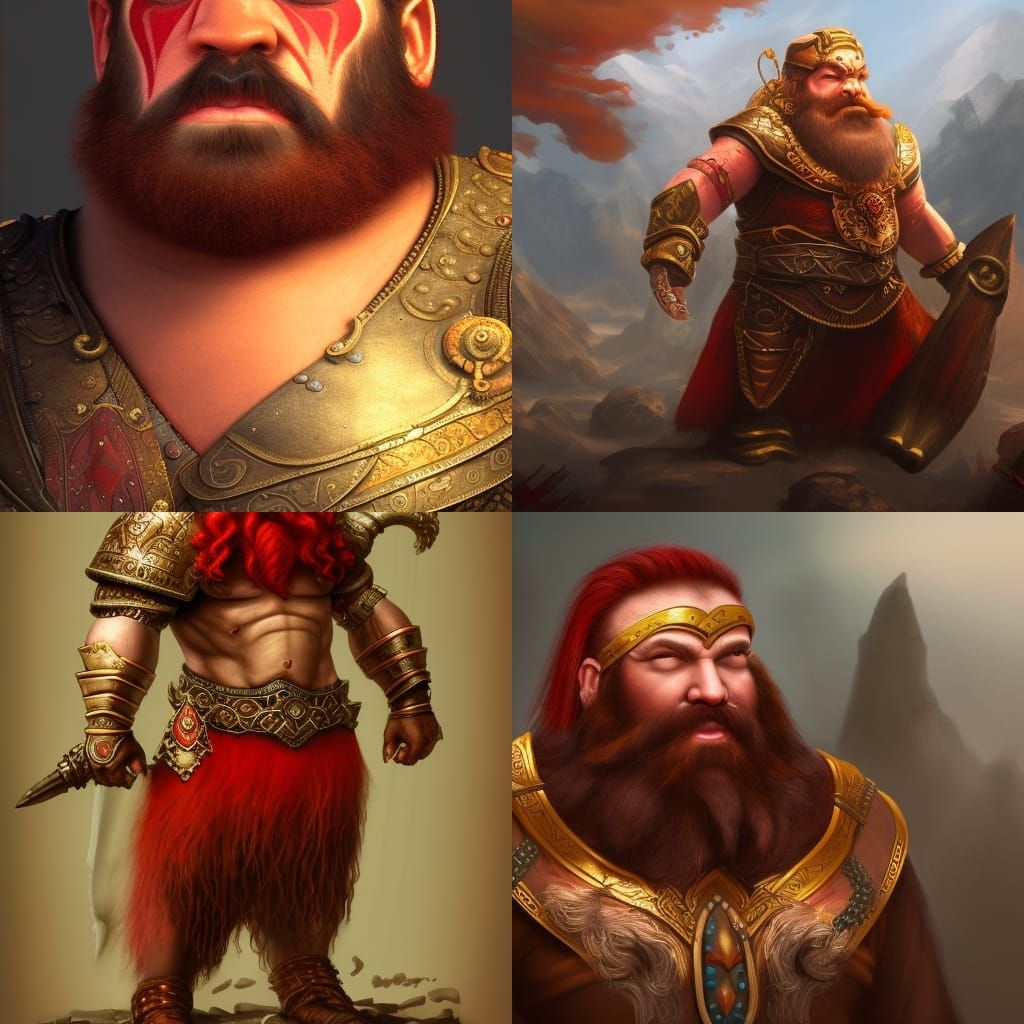 Dwarven Cleric with Red Mohawk, Detailed Fantasy Art