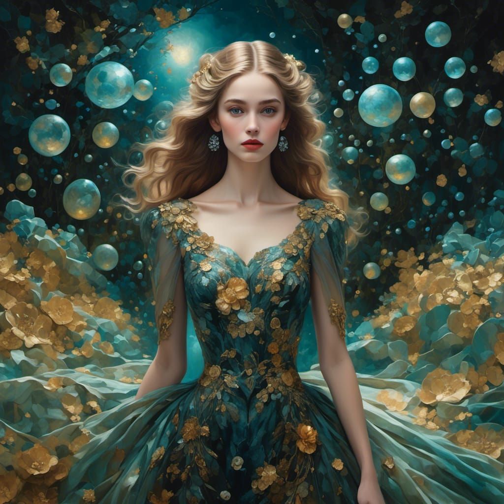 Woman in English Garden Gouache Watercolor