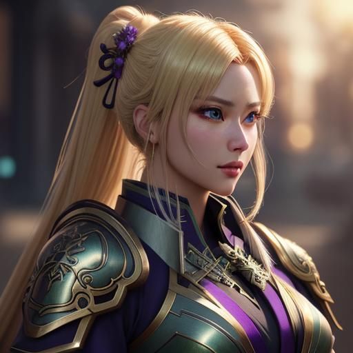 Hyper-Realistic Anime Warrior in Samurai Armor