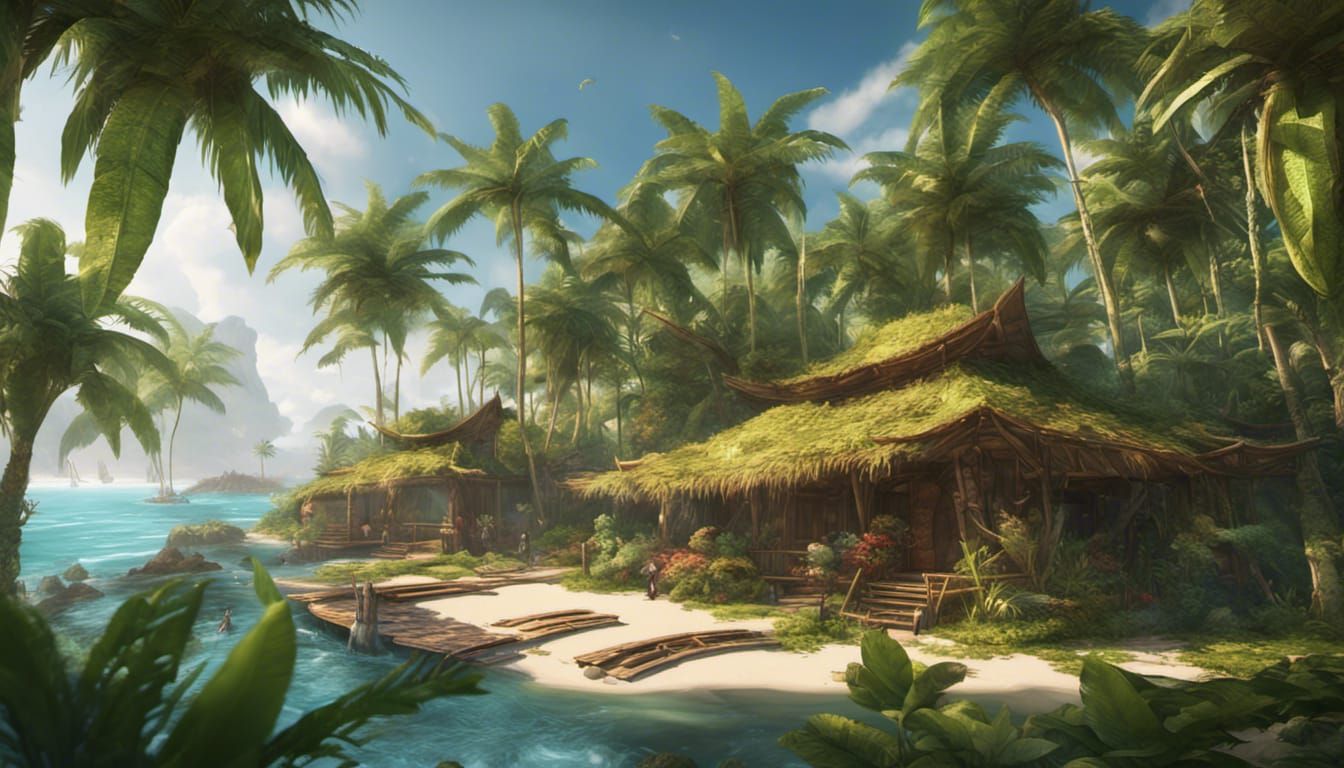 Tropical Solarpunk Farm with Sustainable Architecture