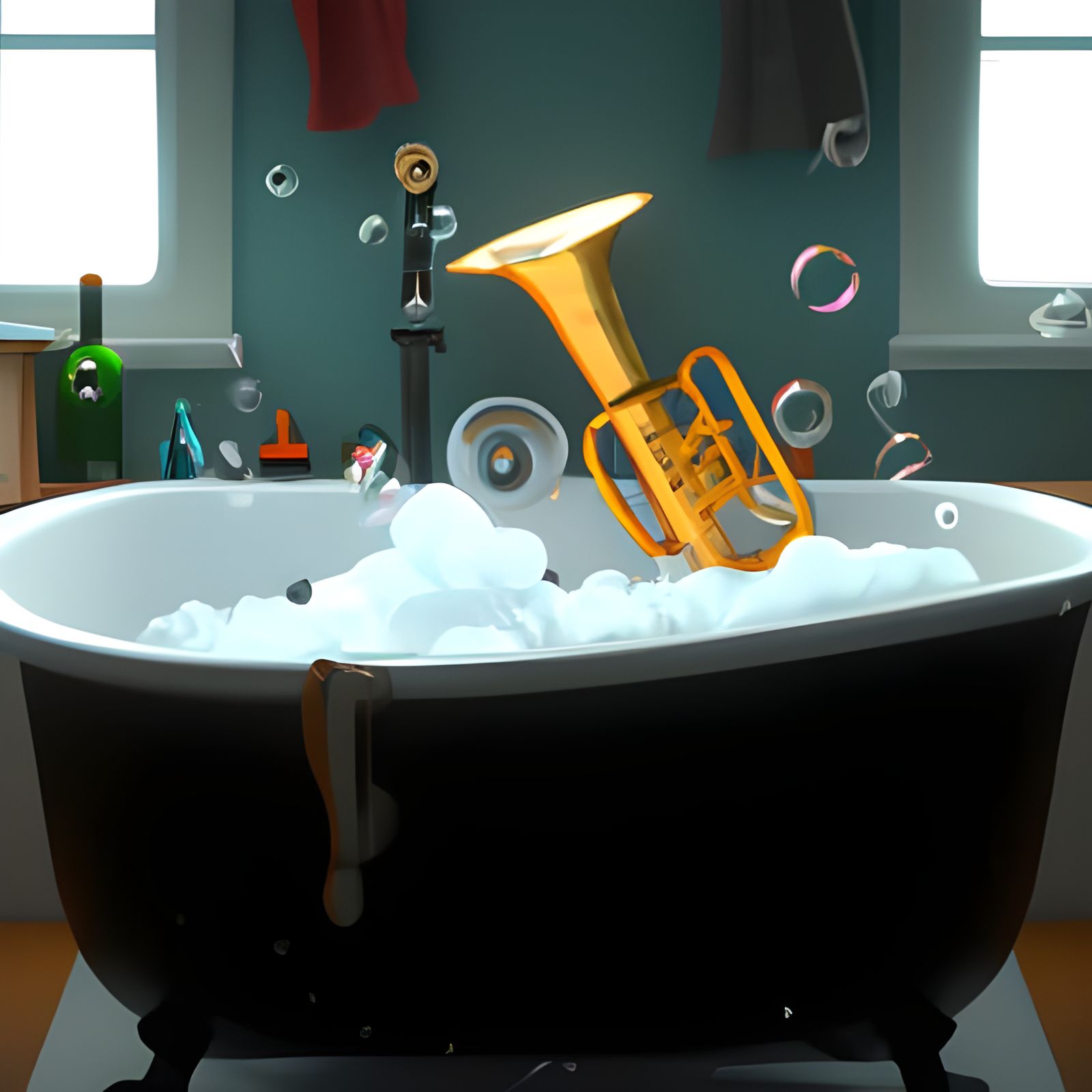 Tuba Takes a Bath: 3D Digital Art