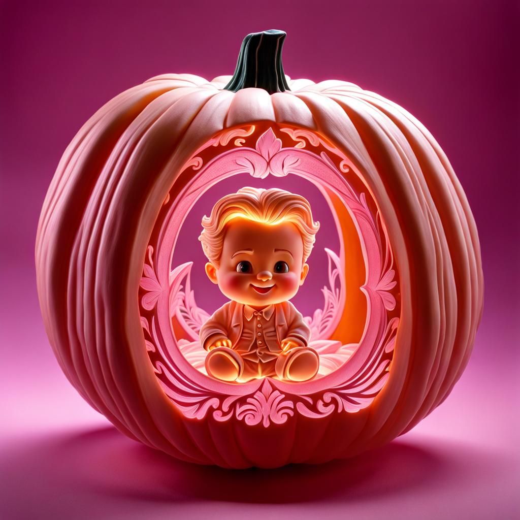 Chibi Matthew Perry in Pink Fantasy Pumpkin