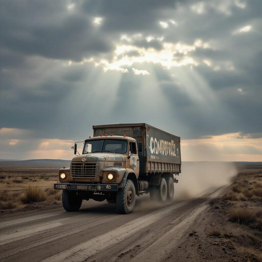 Weathered Benzovoz Truck on Dusty Road