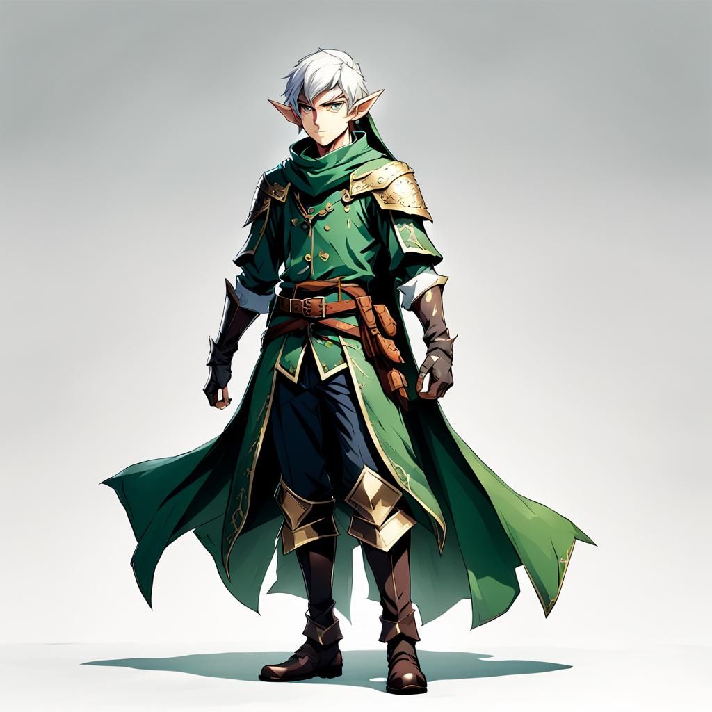 Anime Elf Thief Leader in Cel-Shaded Style