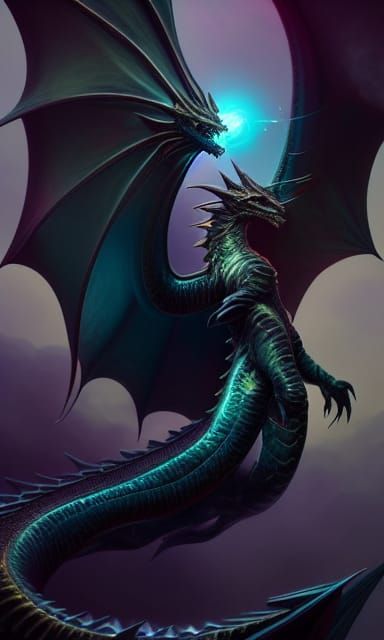 Cosmic Dragon Portrait in Fractal Art Style