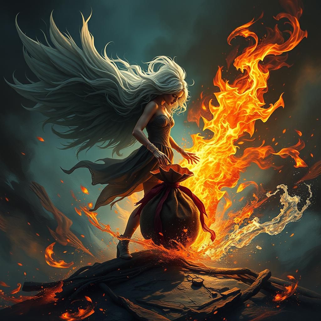 Fiery Wind Girl: Fantasy Concept Art
