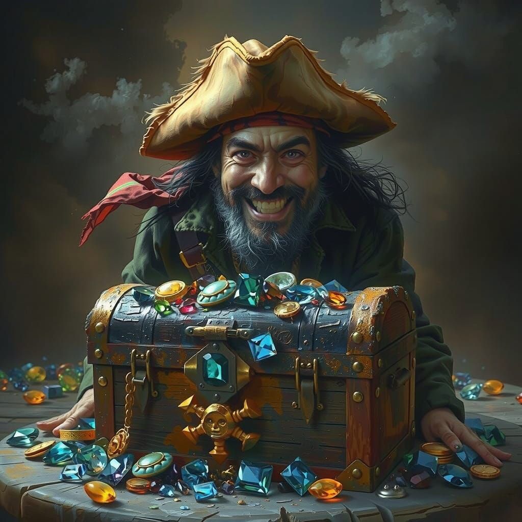 Pirate's Treasure Trove in Digital Art Style