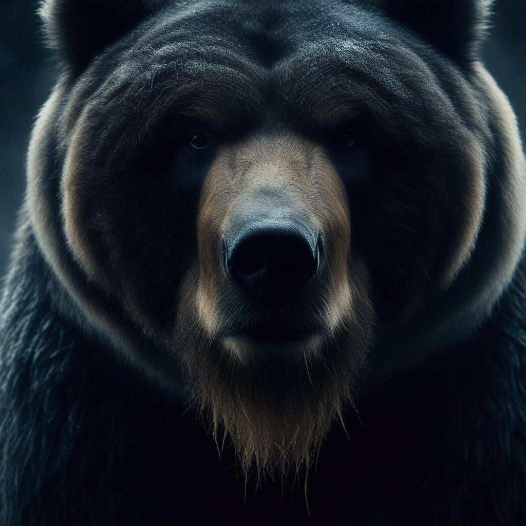 Sarcastic Kodiak Bear in Ominous Darkness